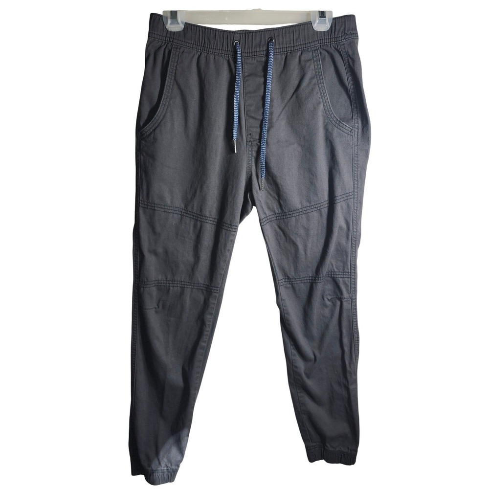 Plugg Co Mens Small Gray Twill Jogger Pants‎ Elastic Waist Drawstring Athleisure